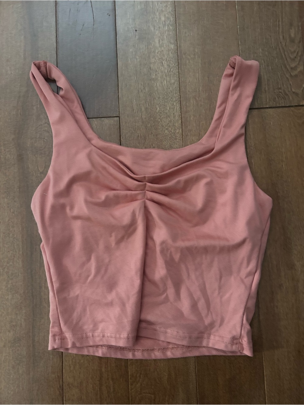 Sleeveless Ruched Front Crop Tank Top - Dusty Rose